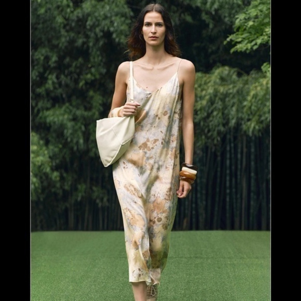 Zara NWT printed slip midi dress ZW Collection 8585/032